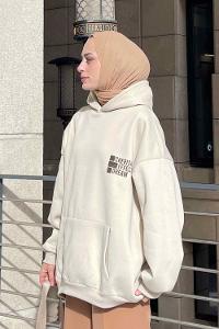 Stone Hood Neck Long Arm Printed Sweatshirt