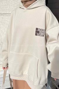 Stone Hood Neck Long Arm Printed Sweatshirt