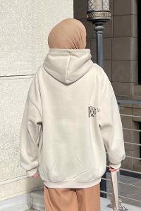 Stone Hood Neck Long Arm Printed Sweatshirt