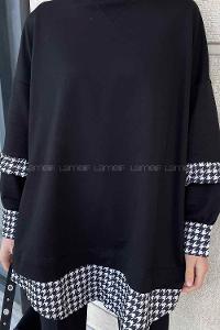 Black Medium Crew Neck Cotton Fabric Unprinted Tunic
