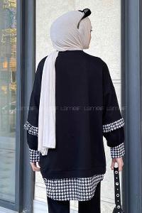 Black Medium Crew Neck Cotton Fabric Unprinted Tunic