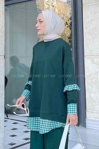 Emerald Green Medium Crew Neck Cotton Fabric Unprinted Tunic