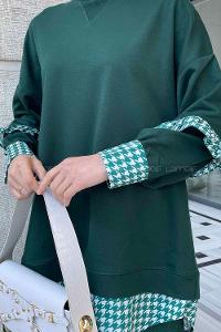 Emerald Green Medium Crew Neck Cotton Fabric Unprinted Tunic