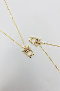 Lamelif Gold Baykuş Detaylı Zirkon Kolye