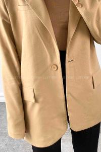 Stone Lower V Neck Long Arm Cotton Fabric Jacket