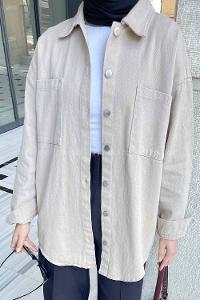 Modalamelif Parice Arka Detay Püsküllü Gömlek Bej