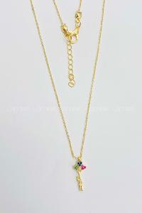 Lamelif Gold Balonlu Kız Detaylı Zirkon Kolye