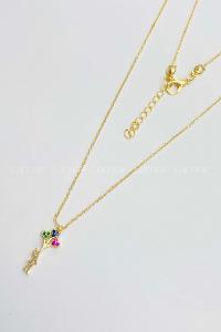 Lamelif Gold Balonlu Kız Detaylı Zirkon Kolye