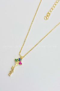 Lamelif Gold Balonlu Kız Detaylı Zirkon Kolye