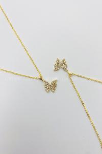 Gold Gold Silver Straight Necklace
