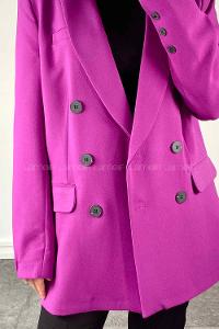 Purble V Neck Long Arm Poplin Fabric Jacket