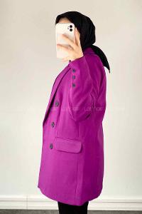 Purble V Neck Long Arm Poplin Fabric Jacket