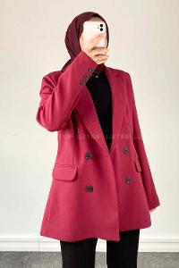 Modalamelif Klasik Kruvaze Ceket Vişne