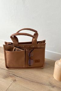 Lamelif Mini Kanvas Tote Bag Kadın Çapraz Çanta Camel