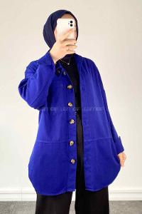 Sax Shirt Collar Long Arm Cotton Fabric Jacket