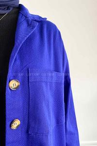 Sax Shirt Collar Long Arm Cotton Fabric Jacket