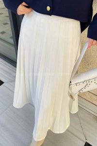 White Viscose Fabric Unprinted Pleated Skirt