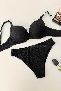 Black Cotton Fabric Underwire Support Bralet