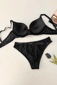 Black Cotton Fabric Underwire Support Bralet
