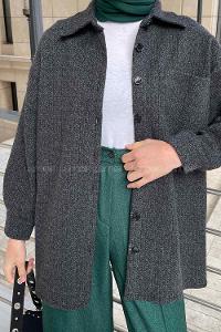 Lamelif Düz Oduncu Gömlek Antrasit