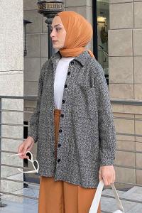 Gray Shirt Collar Long Arm Cotton Fabric Shirt