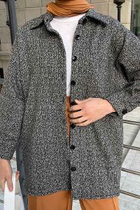 Gray Shirt Collar Long Arm Cotton Fabric Shirt