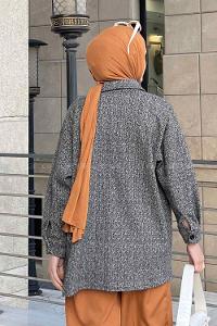 Gray Shirt Collar Long Arm Cotton Fabric Shirt