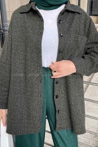 Khaki Shirt Collar Long Arm Cotton Fabric Shirt