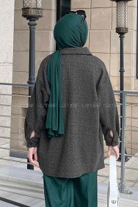 Khaki Shirt Collar Long Arm Cotton Fabric Shirt