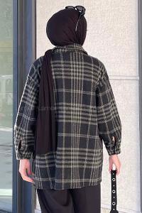 Lamelif Ekose Desen Gömlek Haki