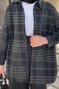 Black Shirt Collar Long Arm Cotton Fabric Printed Shirt