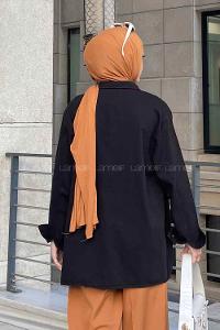 Black Shirt Collar Long Arm Gabardin Unprinted Shirt