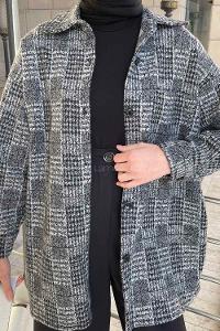 Gray Shirt Collar Long Arm Wool Cotton Fabric Printed Shirt