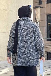 Gray Shirt Collar Long Arm Wool Cotton Fabric Printed Shirt