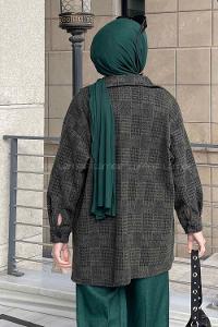 Khaki Shirt Collar Long Arm Wool Cotton Fabric Printed Shirt