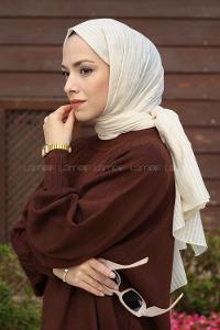 Ecru Cotton Striped Shawl