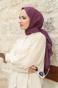 Lamelif Cotton Line Şal Mürdüm