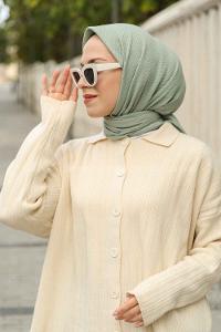 Pastel Green Cotton Fabric Straight Shawl