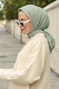 Pastel Green Cotton Fabric Straight Shawl