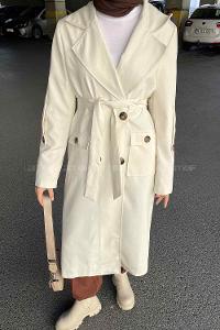 Lamelif Pelican Ön Düğmeli Trençkot Krem