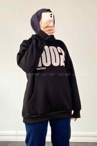 Lamelif Good Baskılı Sweathirt  Siyah