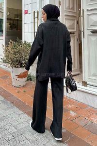 Black Shirt Collar Long Arm Without Accessories Knitwear Regular Trousers Comfortable Suit