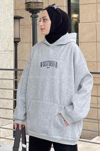 Lamelif Wrstbhvr Baskılı Sweatshirt Gri