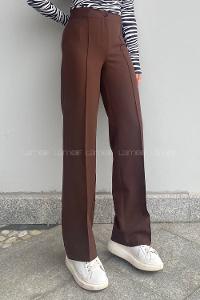 Brown Cotton Fabric High Waist Comfortable Pants