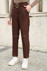 Bitter Brown Linen High Waist Linen Pants