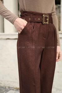 Bitter Brown Linen High Waist Linen Pants