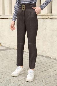 Anthracite Linen High Waist Linen Pants