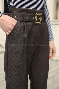 Anthracite Linen High Waist Linen Pants