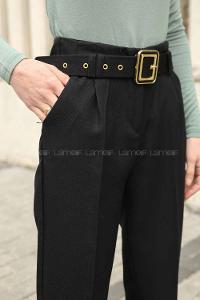 Black Linen High Waist Linen Pants
