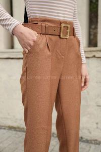 Brown With Milk Linen High Waist Linen Pants